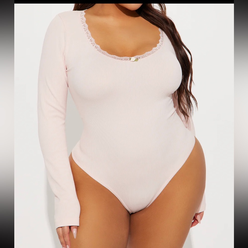 Fashion Nova Light Pink Lace Bodysuit